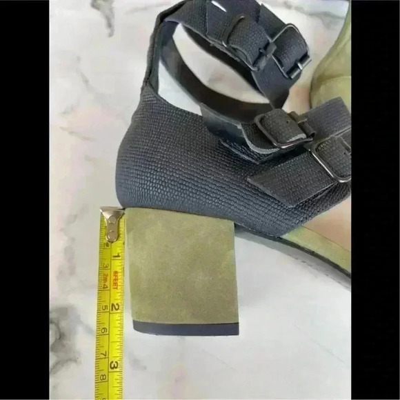 Frēda Salvador Military Green/Black Suede Cage Sandals Size 9 - Picture 7 of 8